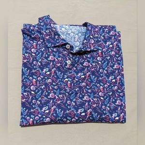 Peter Millar Seaside Golf Polo Shirt Sharks And Cocktails mens